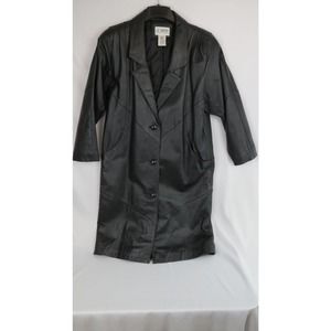 LIZ BAKER ESSENTIALS Full Length Leather Coat Size petite Large